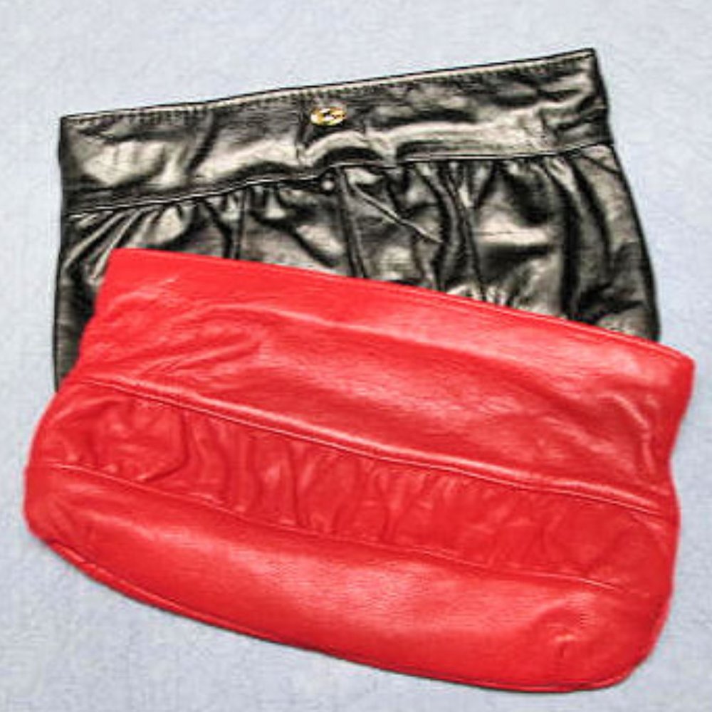 CLUTCH BAGS LEATHER CONTESSA, EXCEL, VINTAGE,  EXCELLENT  11 x 7 RED, BLACK